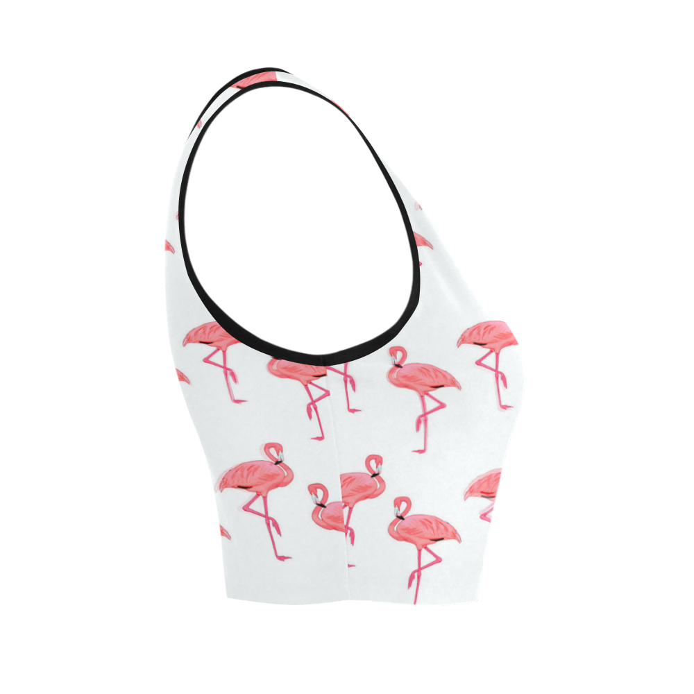Classic Pink Flamingo Pattern Women's Crop Top (Model T42)