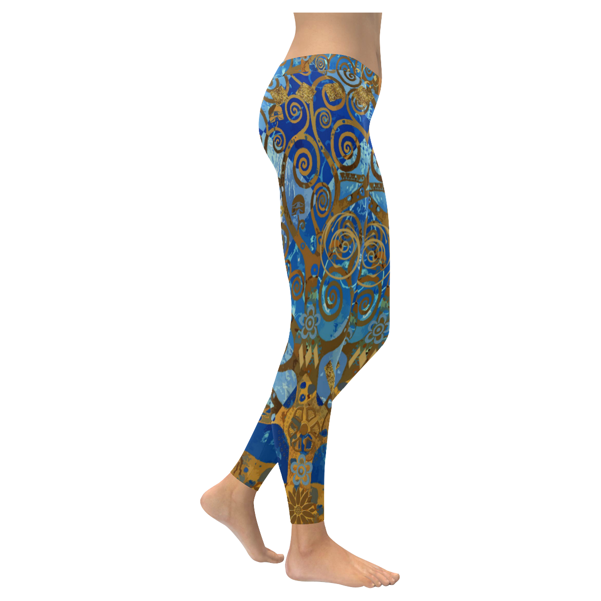 Klimt Tree Women's Low Rise Leggings (Invisible Stitch) (Model L05)