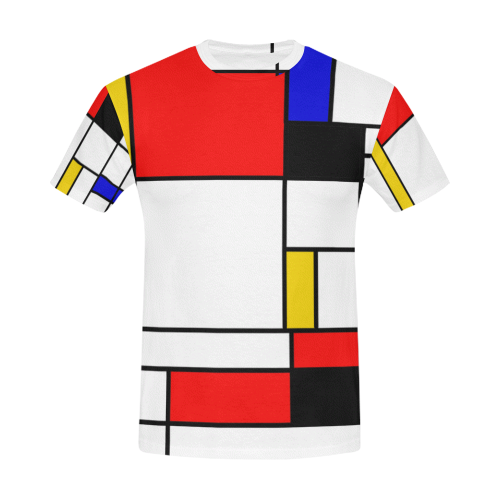 Bauhouse Composition Mondrian Style All Over Print T-Shirt for Men (USA Size) (Model T40)