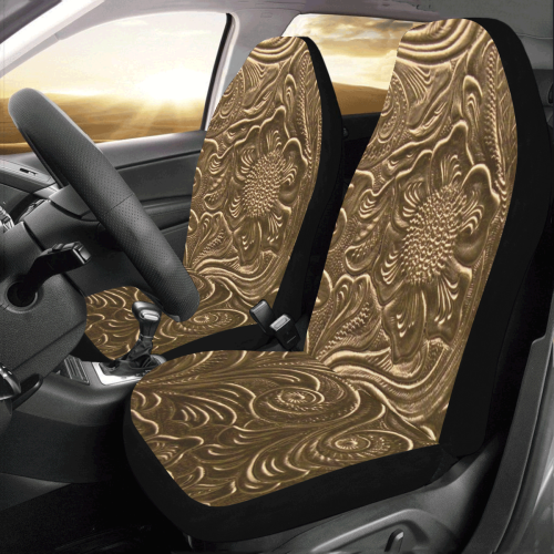 Embossed Gold Flowers Car Seat Covers (Set of 2)