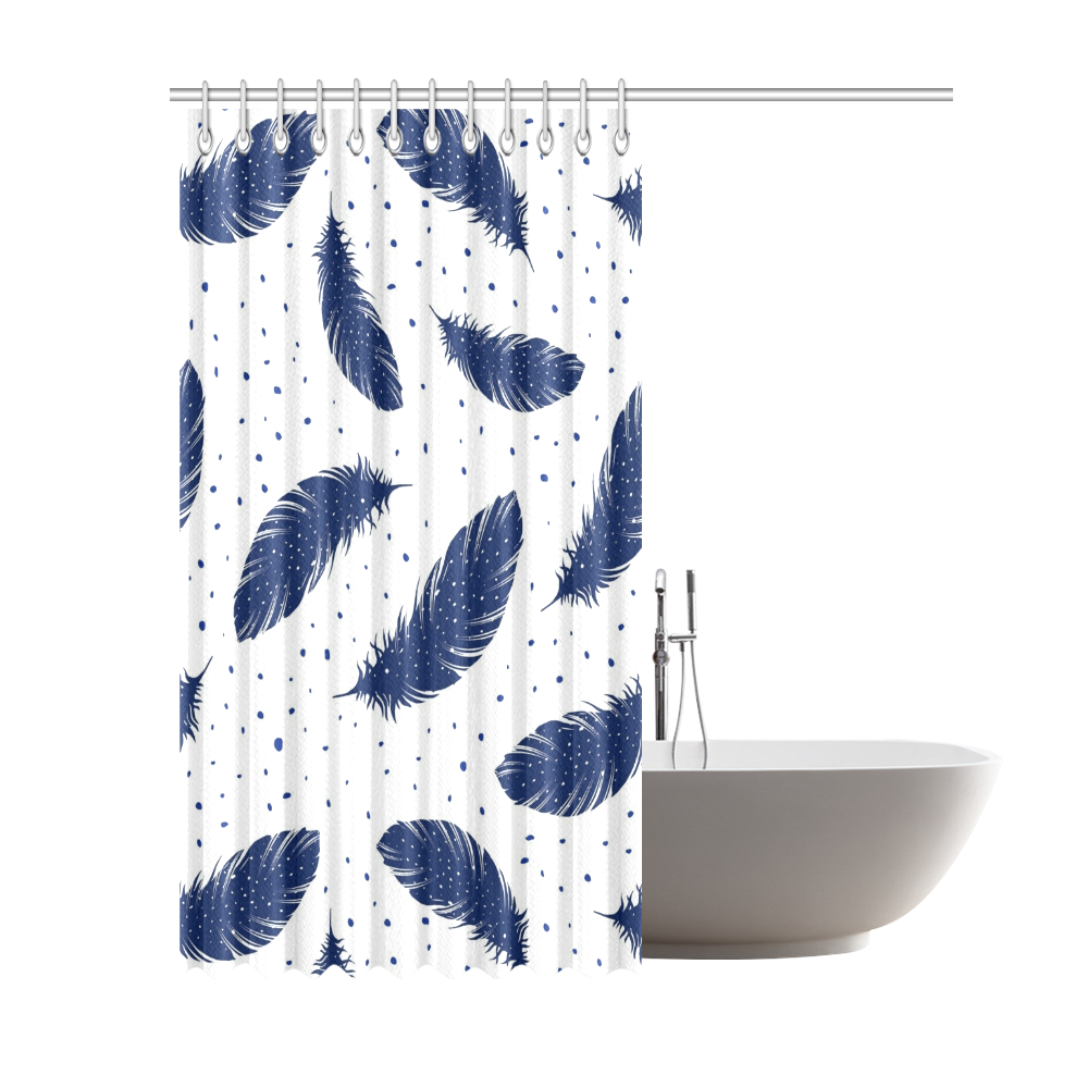 Blue Feathers Shower Curtain 69"x84"