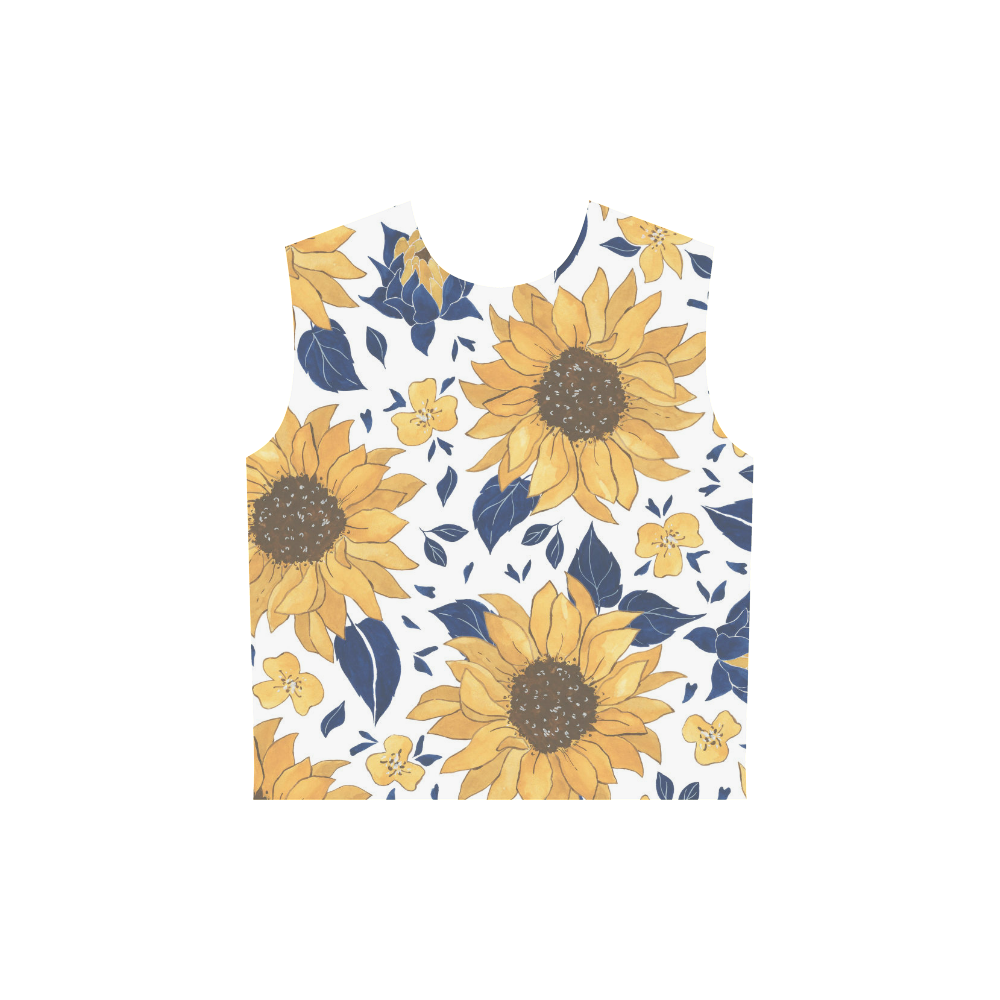 Sunflowers All Over Print Sleeveless Hoodie for Women (Model H15)