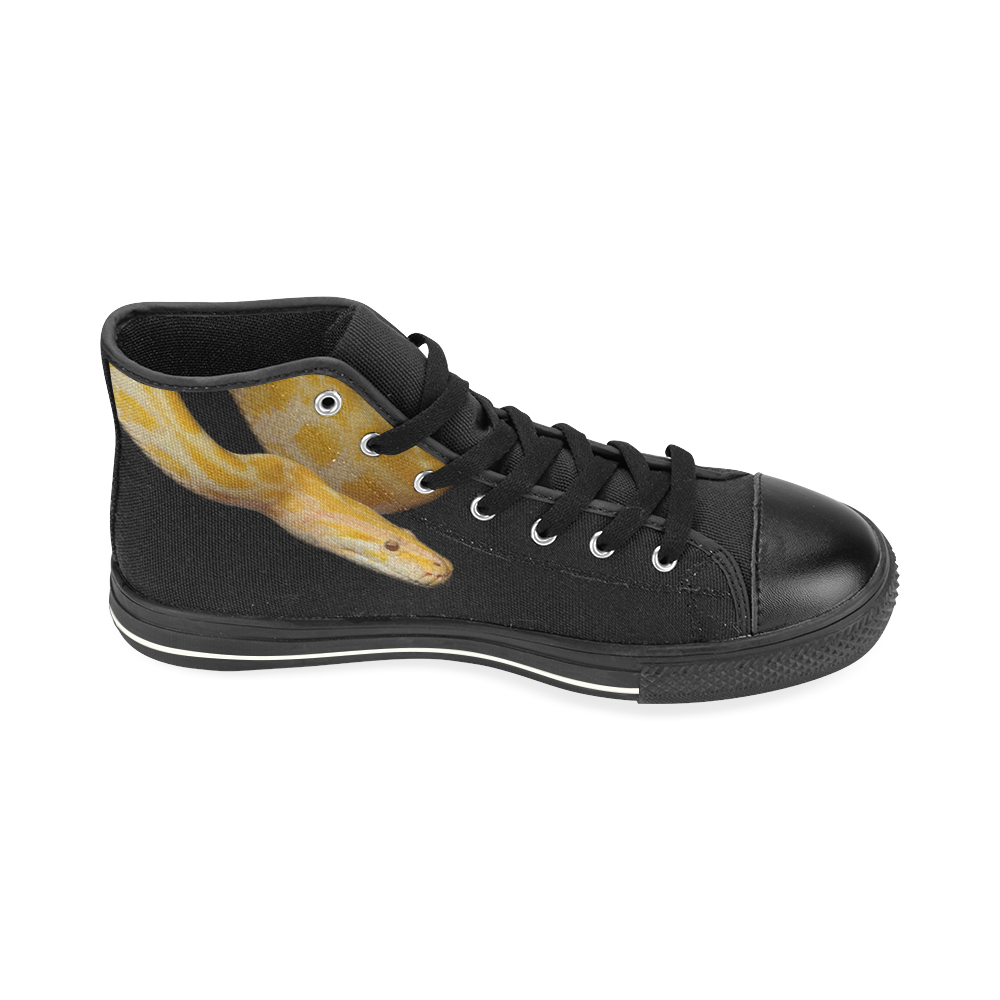 Python Black High Top Canvas Shoes for Kid (Model 017)