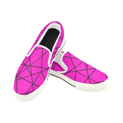 Pink Abstract Women's Slip-on Canvas Shoes (Model 019)