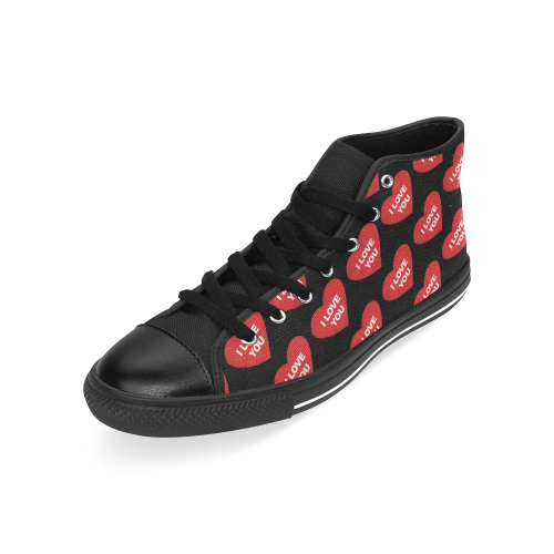 I love you in heart High Top Canvas Shoes for Kid (Model 017)