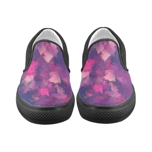 purple pink magenta cubism #modern Men's Unusual Slip-on Canvas Shoes (Model 019)