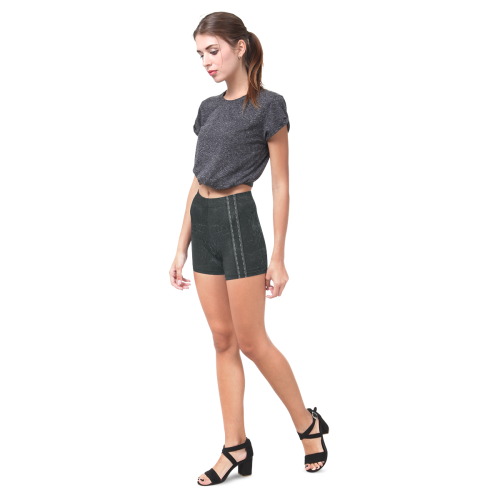 Black  Crackling With Stitching Briseis Skinny Shorts (Model L04)