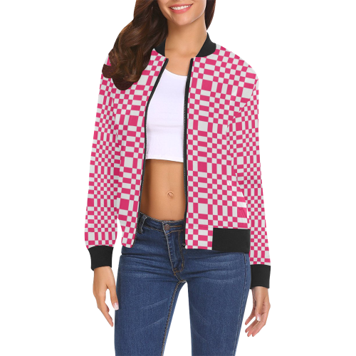 CHECKERBOARD 427 All Over Print Bomber Jacket for Women (Model H19)