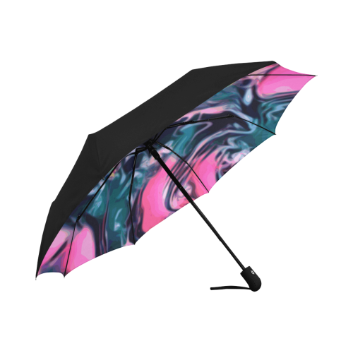 Delightful - turquoise pink white diy personalize Anti-UV Auto-Foldable Umbrella (Underside Printing) (U06)