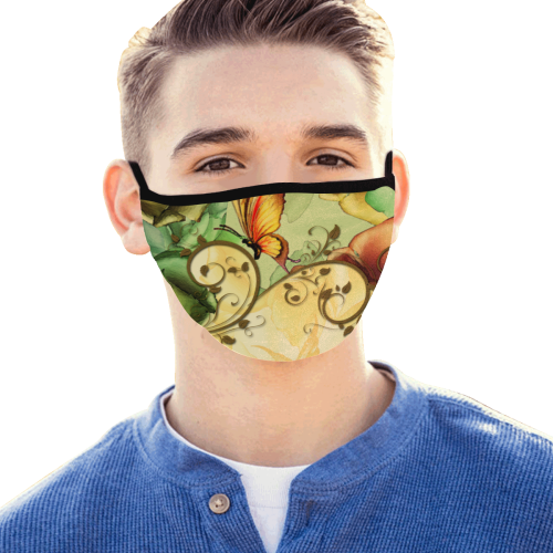Colorful flowers with butterflies Mouth Mask (60 Filters Included) (Non-medical Products)