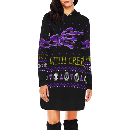 vestido corto con capucha diseño creepy All Over Print Hoodie Mini Dress (Model H27)