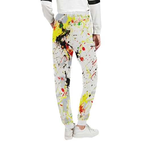 Yellow & Black Paint Splatter Unisex All Over Print Sweatpants (Model L11)