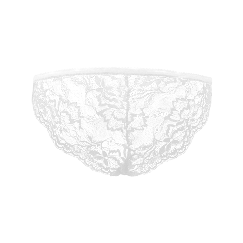 Pink And Green Floral White Women's Lace Panty (Model L41)
