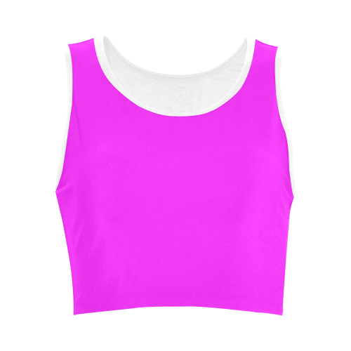 Bright Neon Pink / White Women's Crop Top (Model T42)