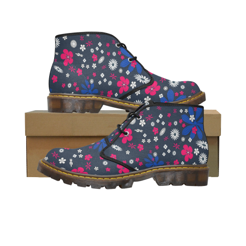 FLORAL DESIGN 11 Women's Canvas Chukka Boots/Large Size (Model 2402-1)