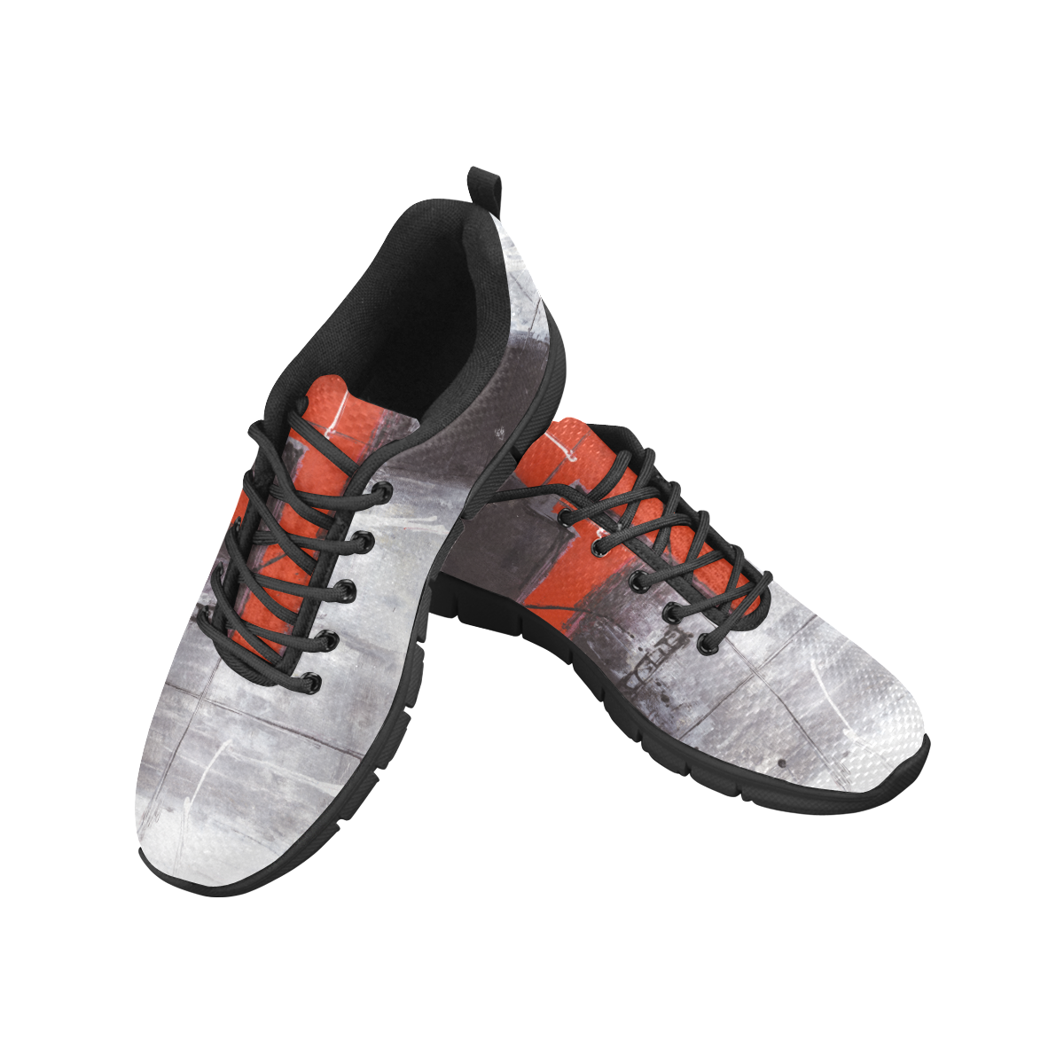 Black & red Men's Breathable Running Shoes (Model 055)