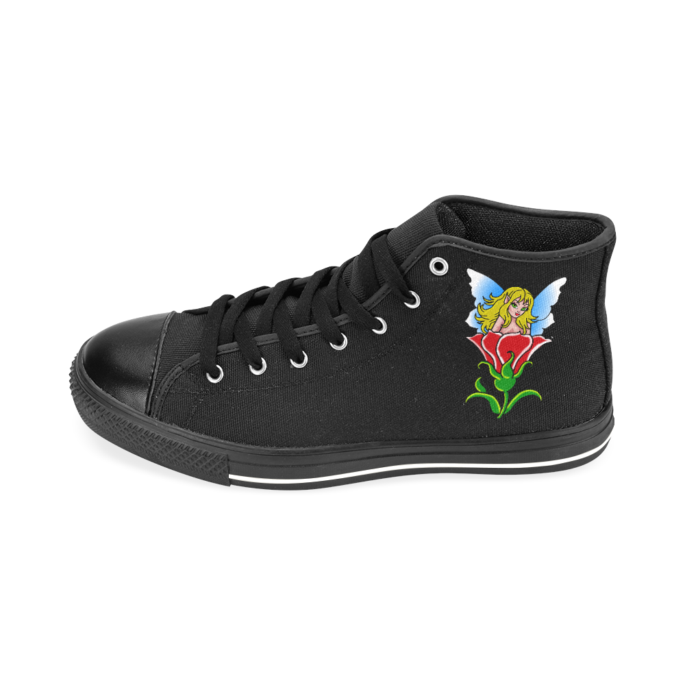 Pixie in a flower ss Men’s Classic High Top Canvas Shoes /Large Size (Model 017)
