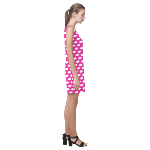 Clouds with Polka Dots on Hot Pink Medea Vest Dress (Model D06)