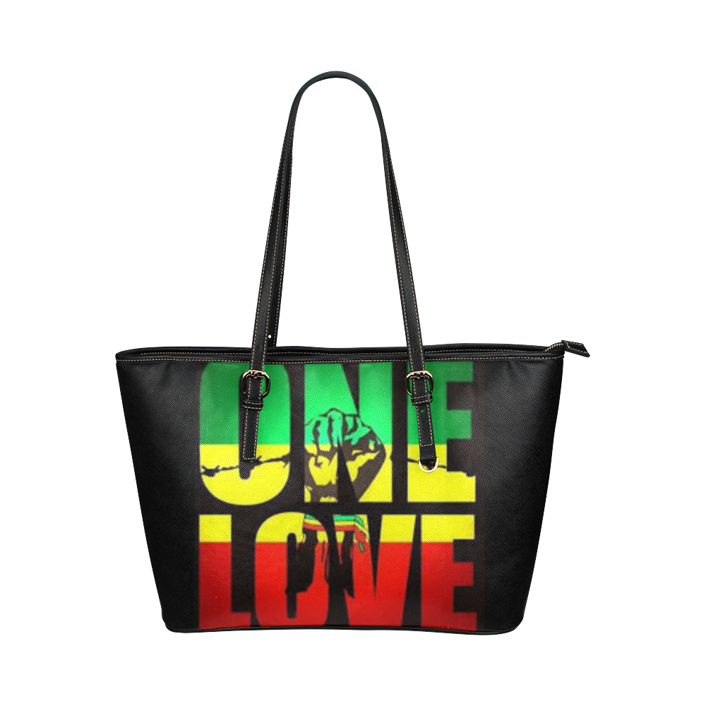 RASTA ONE LOVE CITY Leather Tote Bag/Small (Model 1651)