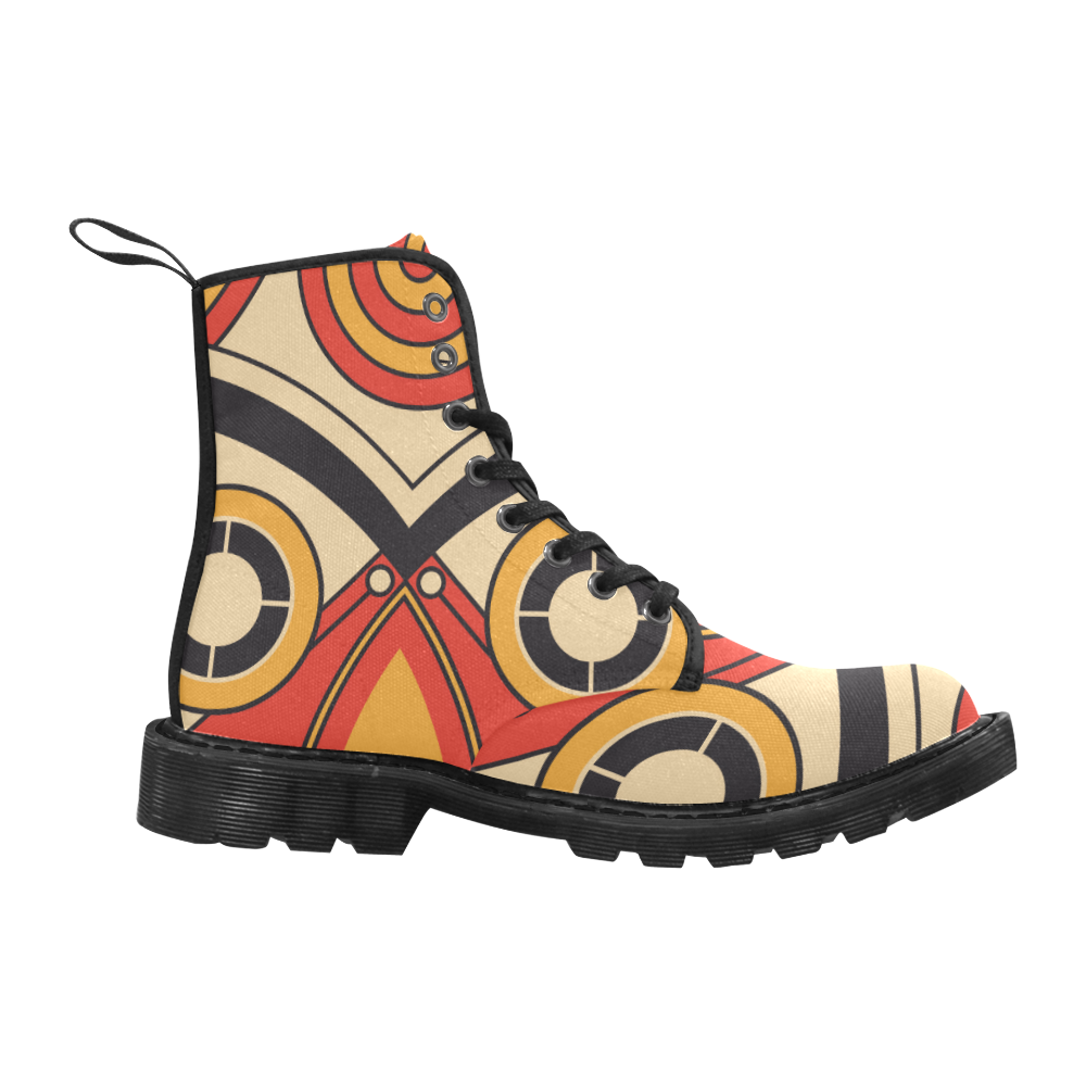 Geo Aztec Bull Tribal Martin Boots for Women (Black) (Model 1203H)