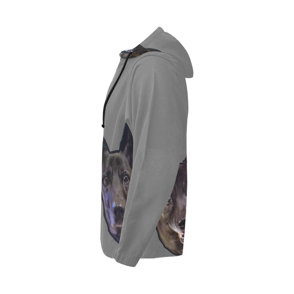 grey jacket front men All Over Print Full Zip Hoodie for Men (Model H14)