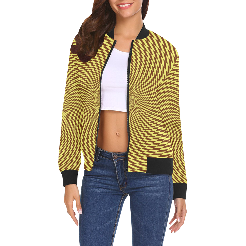 CHECKERBOARD 426A All Over Print Bomber Jacket for Women (Model H19)