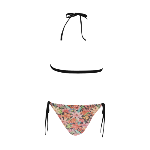 Santa Fe Dark Blossoms Buckle Front Halter Bikini Swimsuit (Model S08)