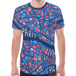 Paris City Map New All Over Print T-shirt for Men (Model T45)