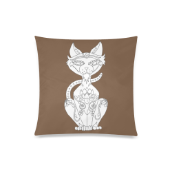 Color Me Siamese Sugar Skull Cat Brown Custom Zippered Pillow Case 20"x20"(Twin Sides)