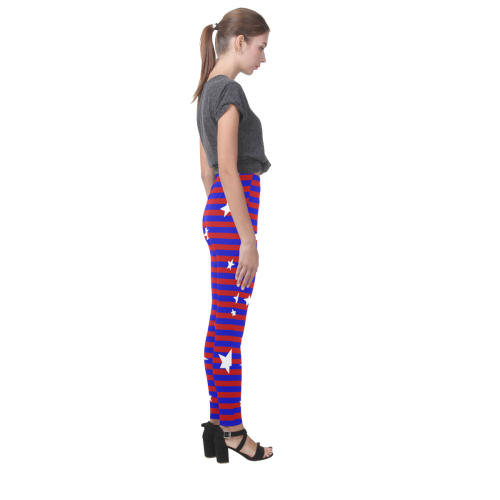 Stars with Blue and Red Stripes Cassandra Women's Leggings (Model L01)