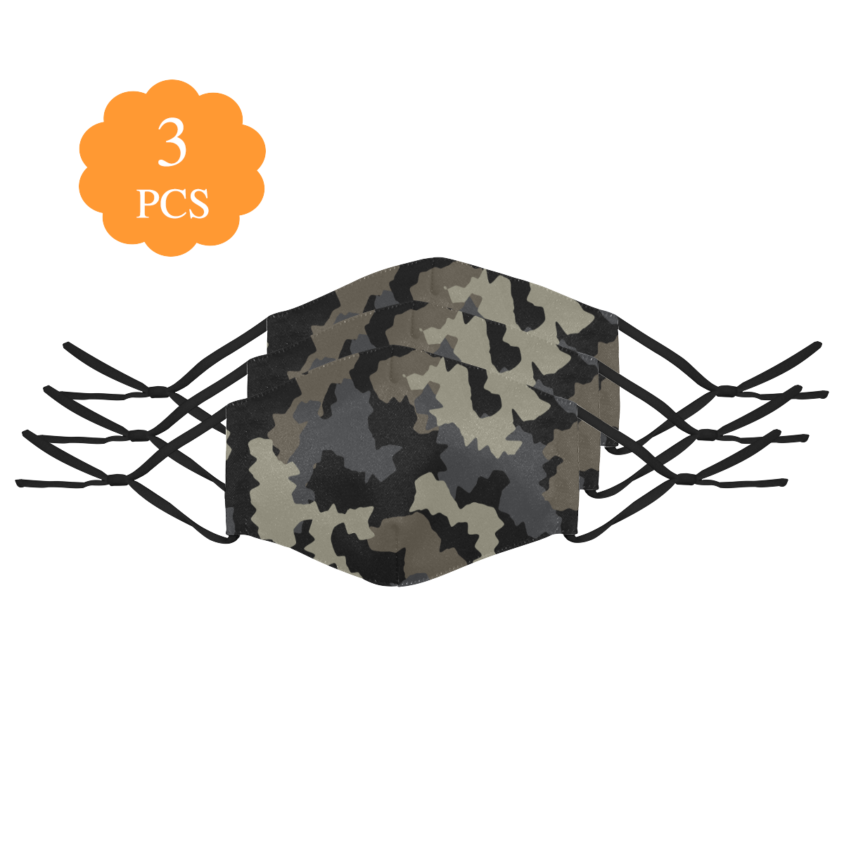 Camo 6 3D Mouth Mask with Drawstring (Pack of 3) (Model M04)