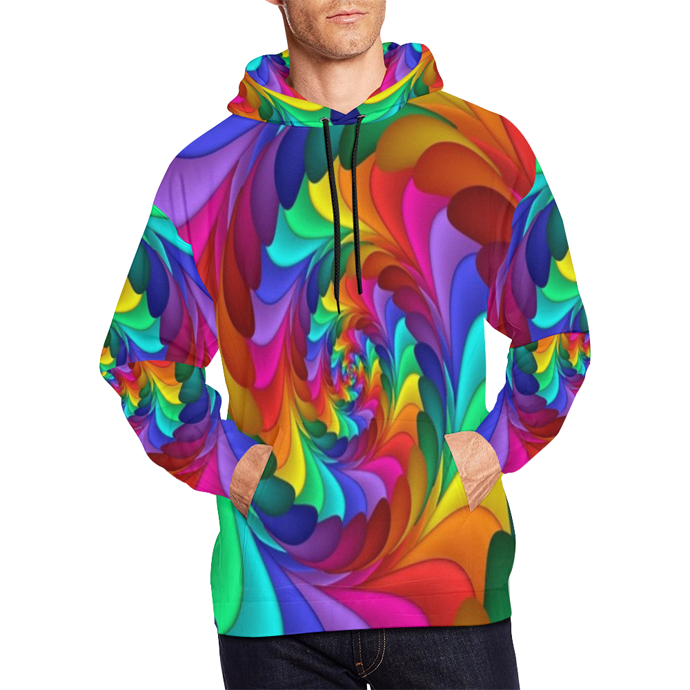 RAINBOW CANDY SWIRL All Over Print Hoodie for Men (USA Size) (Model H13)
