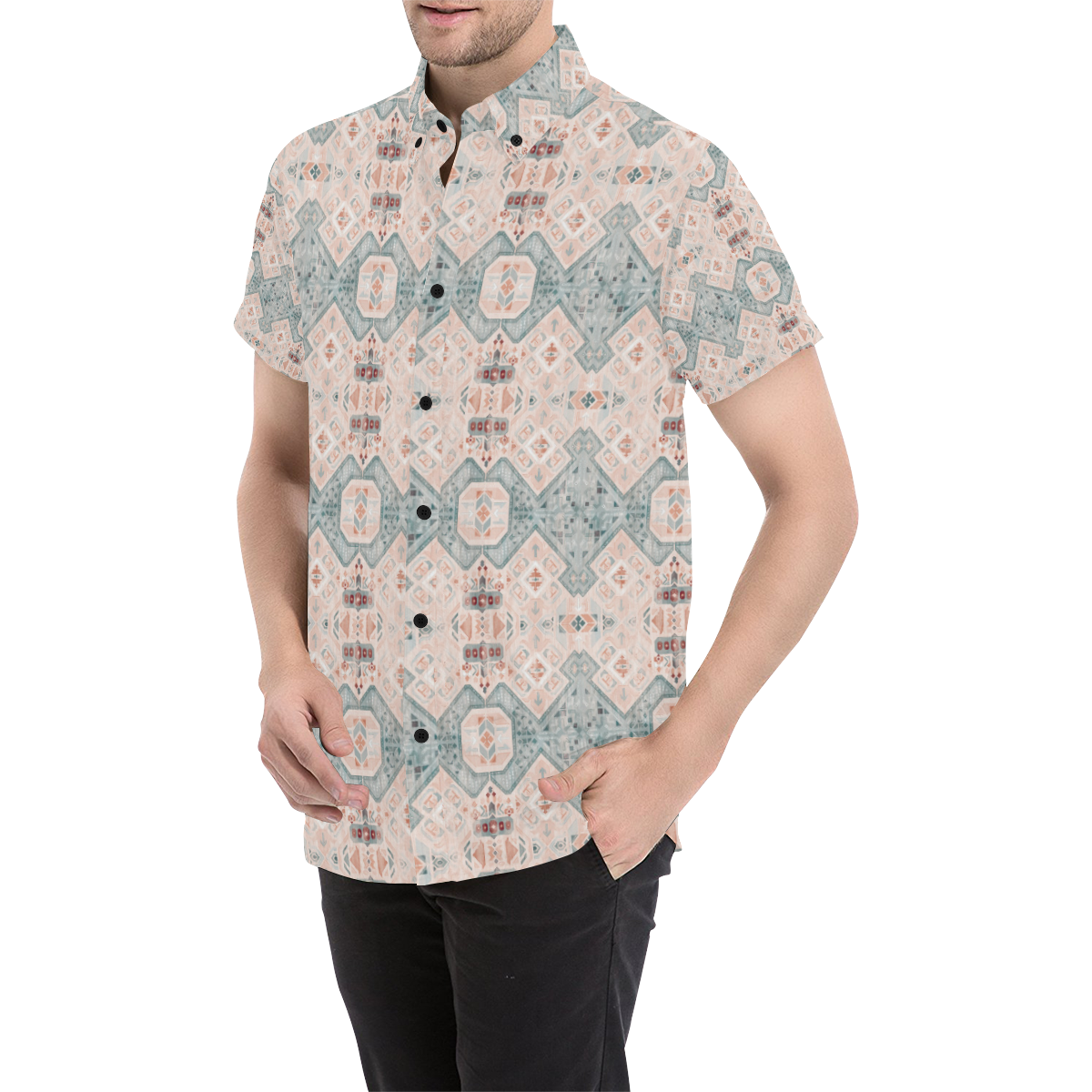 Elegant Graphic Men's All Over Print Short Sleeve Shirt/Large Size (Model T53)
