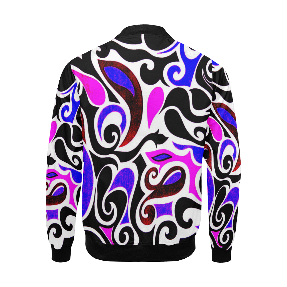retro swirl abstract doodle All Over Print Bomber Jacket for Men/Large Size (Model H19)