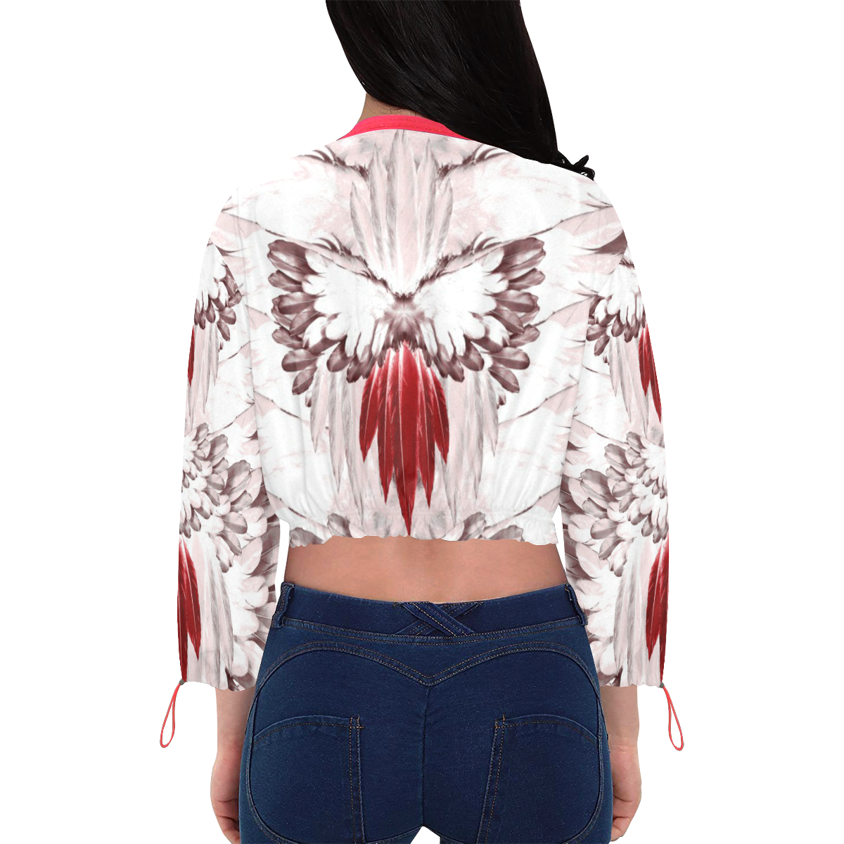 feathers20 Cropped Chiffon Jacket for Women (Model H30)
