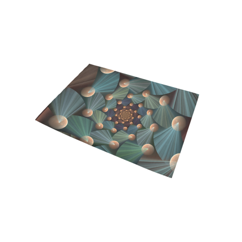 Modern Abstract Fractal Art With Depth Brown Slate Turquoise Area Rug 5'x3'3''