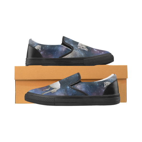 Unicorn and Space Women's Slip-on Canvas Shoes (Model 019)