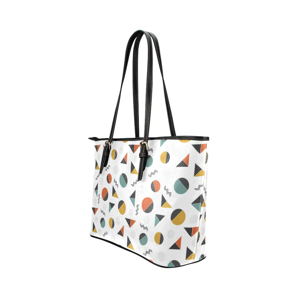 Geo Cutting Shapes Leather Tote Bag/Small (Model 1651)