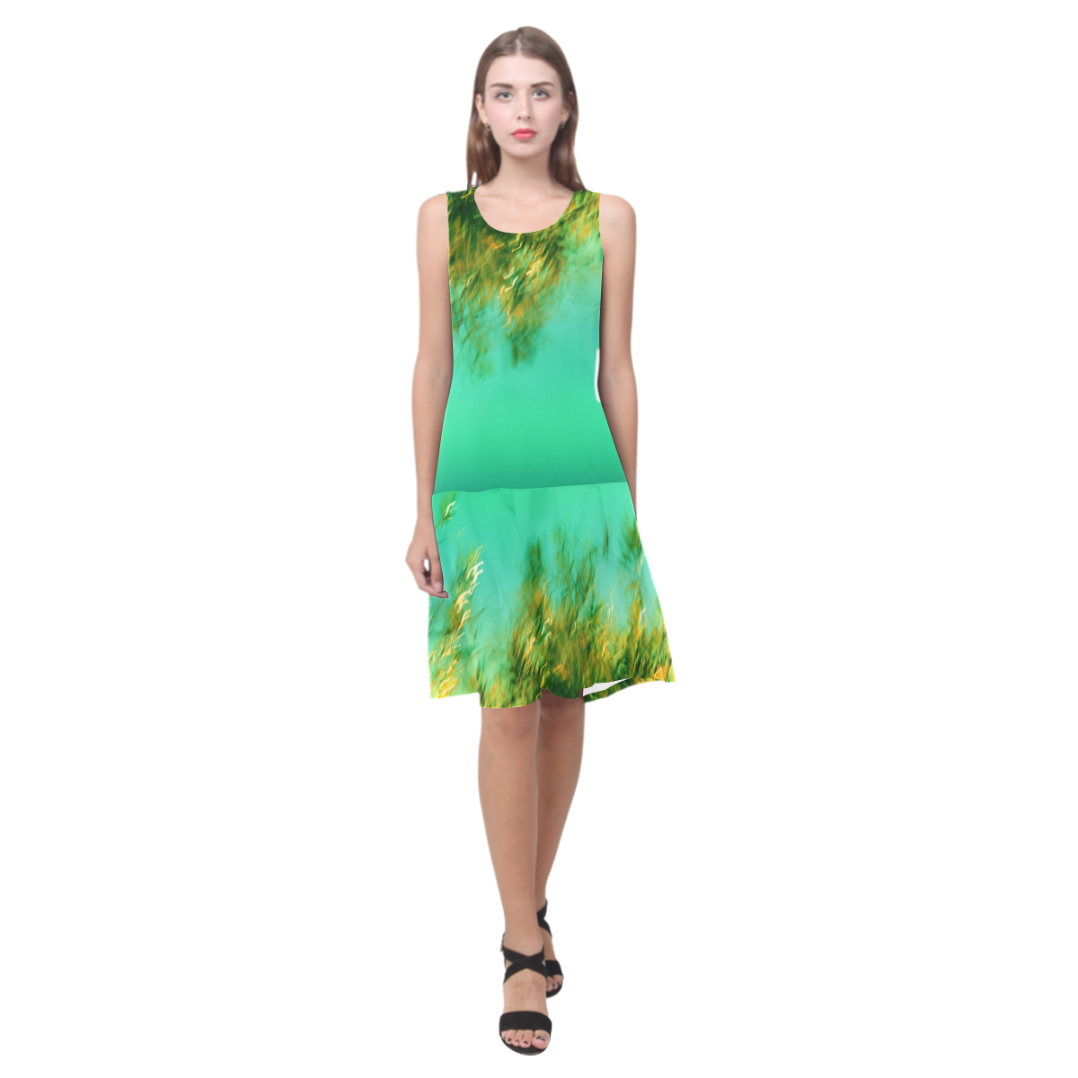 underwater feeling Sleeveless Splicing Shift Dress(Model D17)