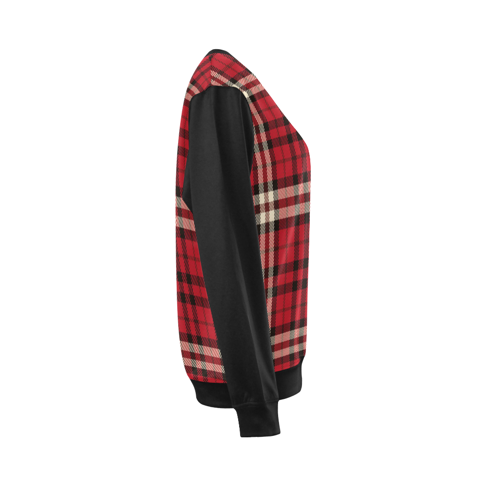red stripr All Over Print Crewneck Sweatshirt for Women (Model H18)