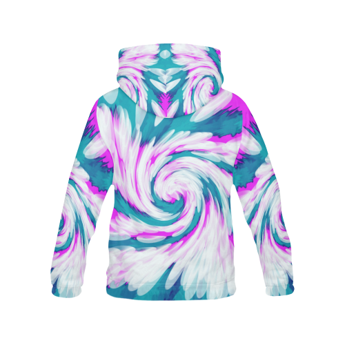 Turquoise Pink Tie Dye Swirl Abstract All Over Print Hoodie for Men/Large Size (USA Size) (Model H13)