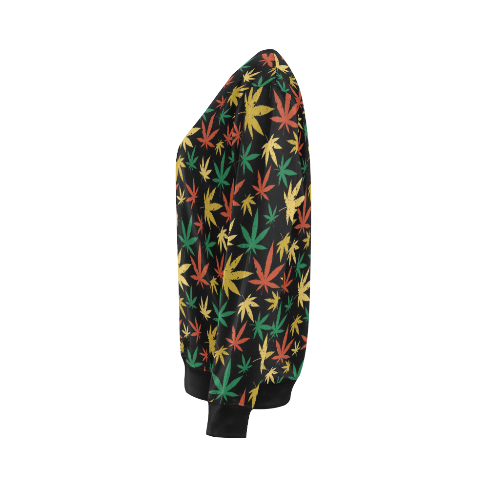 Cannabis Pattern All Over Print Crewneck Sweatshirt for Women (Model H18)