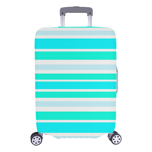 Turquoise Green Stripes Luggage Cover/Large 26"-28"