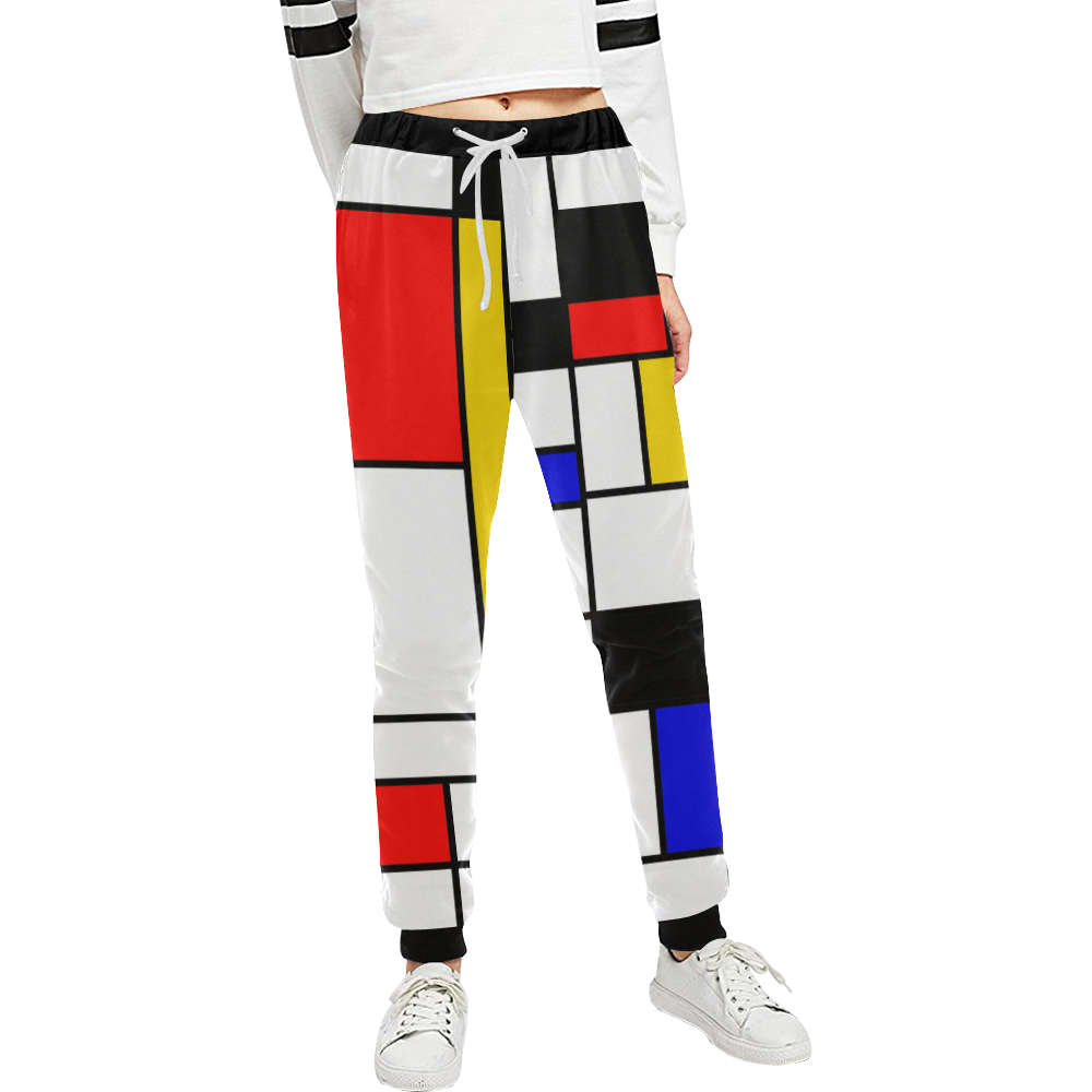 Bauhouse Composition Mondrian Style Unisex All Over Print Sweatpants (Model L11)