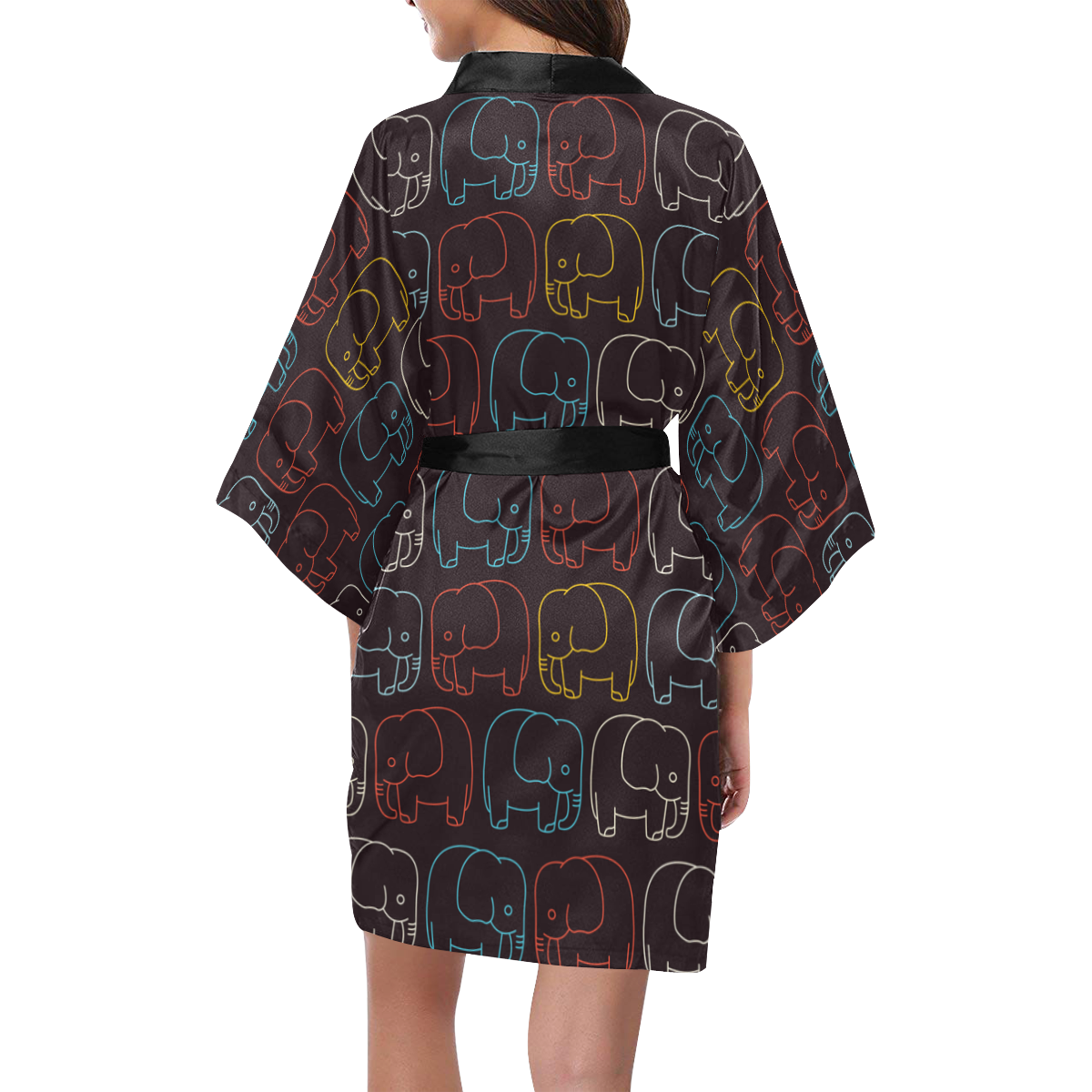 Draw Eelephants Kimono Robe