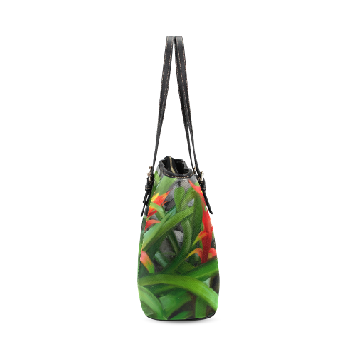 Spring flower Leather Tote Bag/Small (Model 1640)