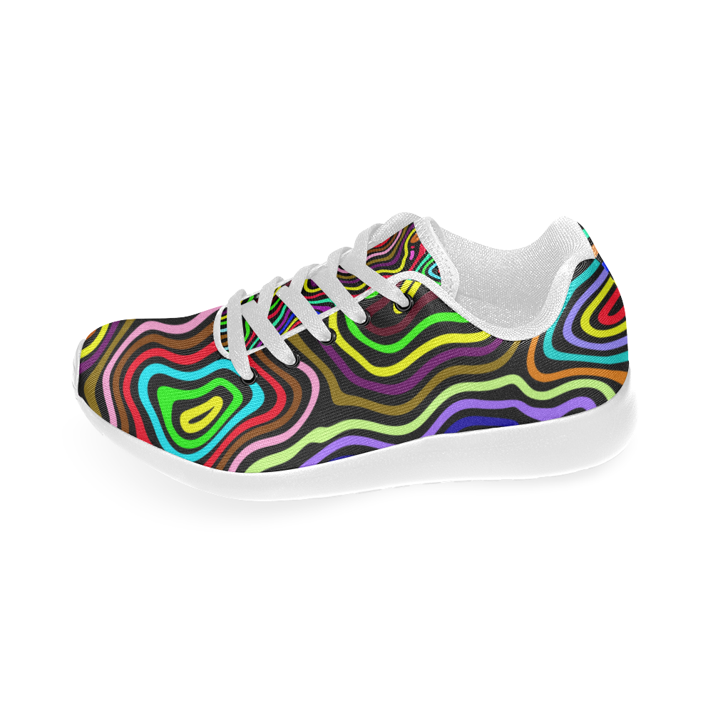 Multicolored Wavy Line Pattern Kid's Running Shoes (Model 020)
