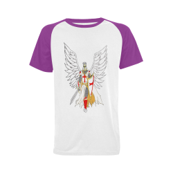 Knights Templar Angel Purple Men's Raglan T-shirt Big Size (USA Size) (Model T11)