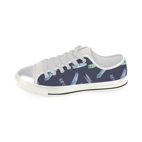 Feather dark blue Women's Classic Canvas Shoes (Model 018)