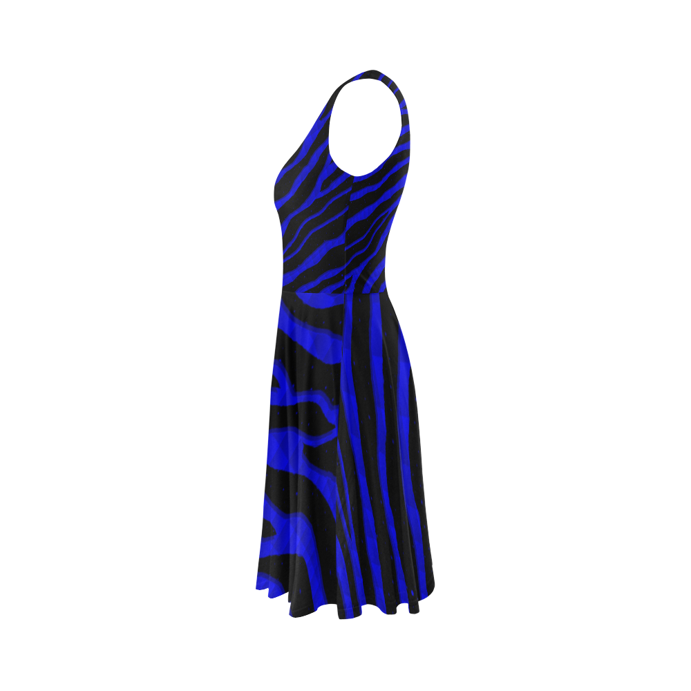 Ripped SpaceTime Stripes - Blue Sleeveless Ice Skater Dress (D19)